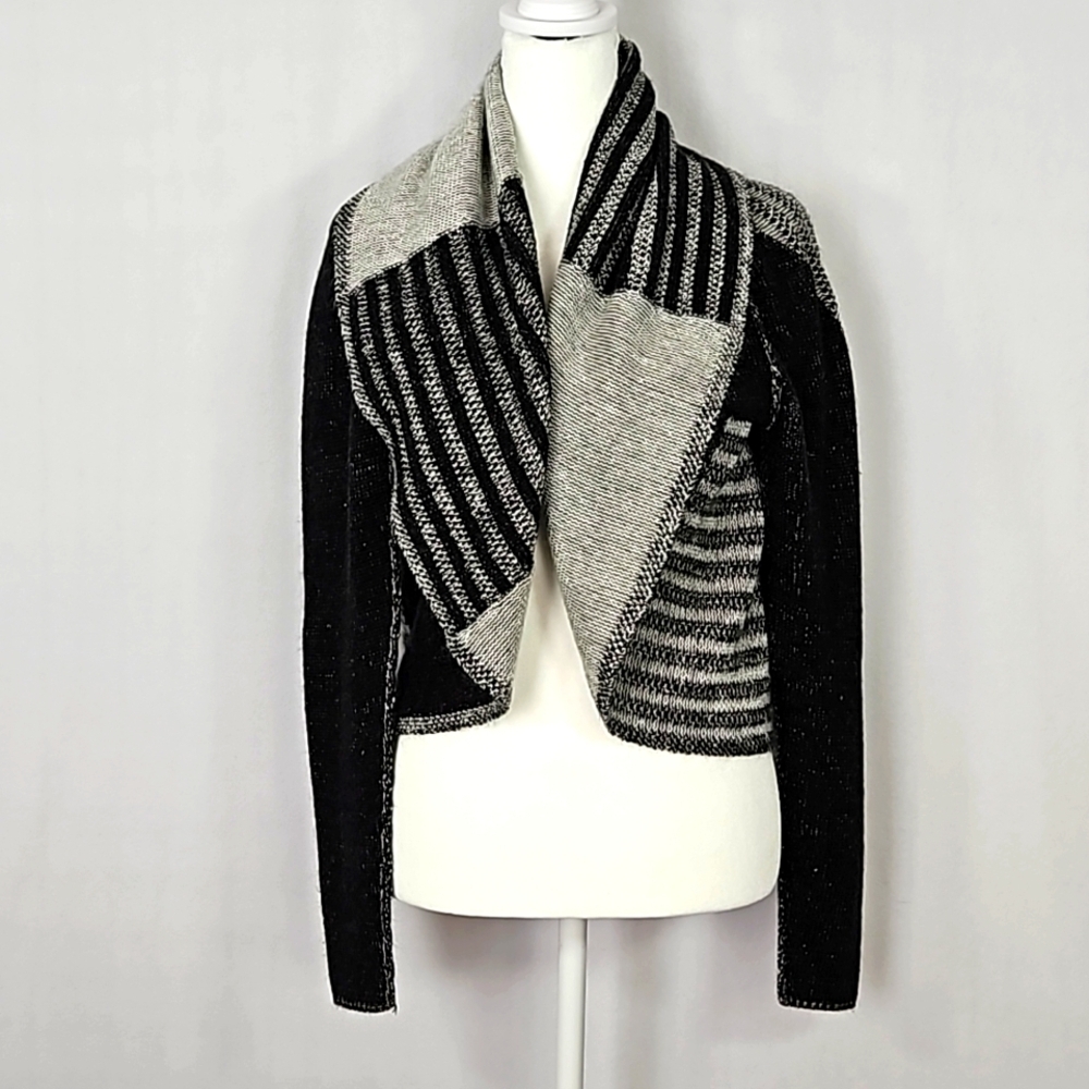 CAbi Women's Black/Gray Patchwork Circle Wool Ble… - image 2